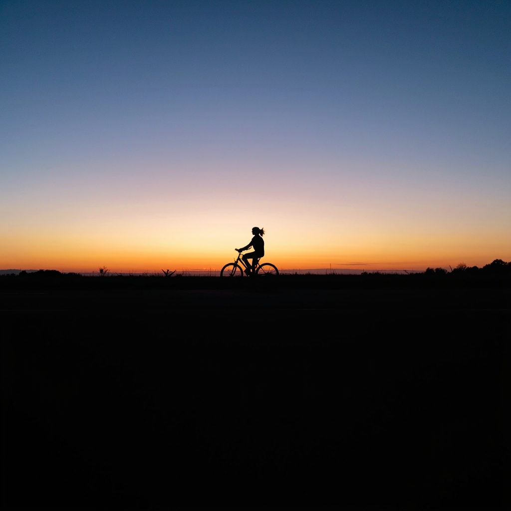 Horizon gradient suggesting exhale length during a meditative cycle ride