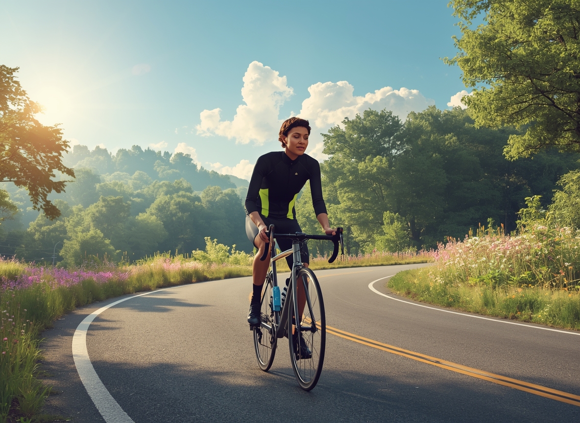 Horizon line illustration suggesting breath cycles during a ride